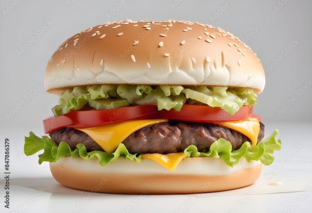 Photo of delicious hamburger isolated on white background Photo of delicious hamburger isolated on white background