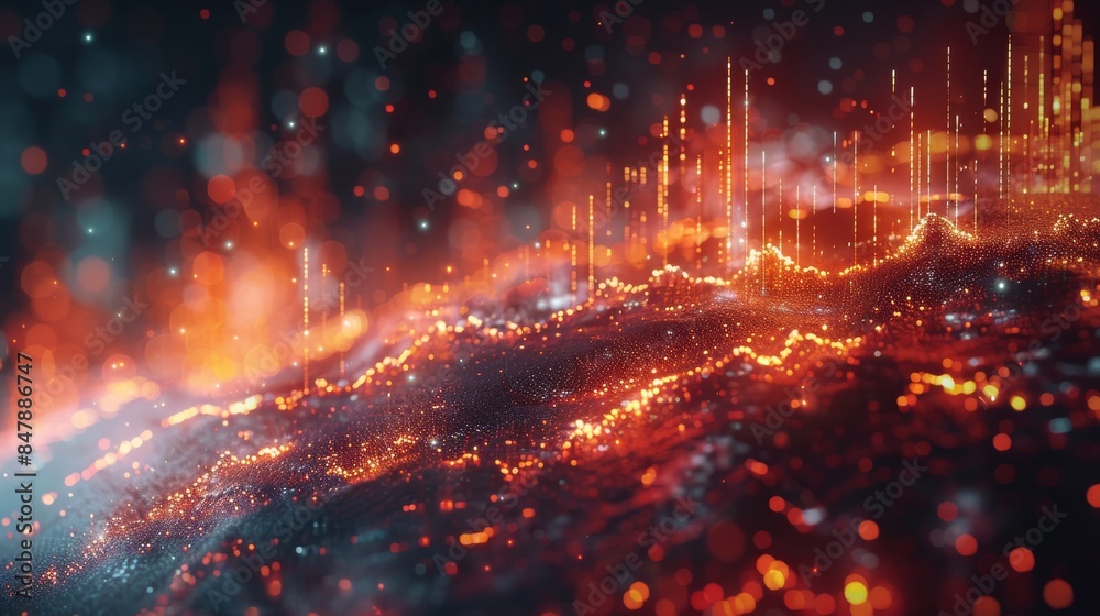 Fototapeta premium Economic crash illustrated with a falling trading graph on a solid background. Generative AI.