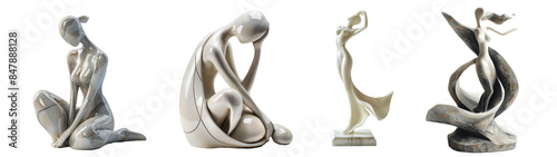 Abstract sculptures artistic expressions transparent background