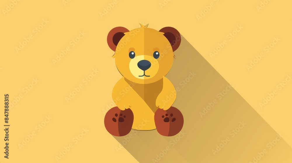Fototapeta premium Teddy Bear Icon featuring a Flat Design with a Long Shadow a charming and adorable touch