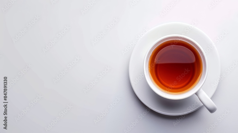 Cup of tea on white background, isolated top view Cup of tea on white background, isolated top view
