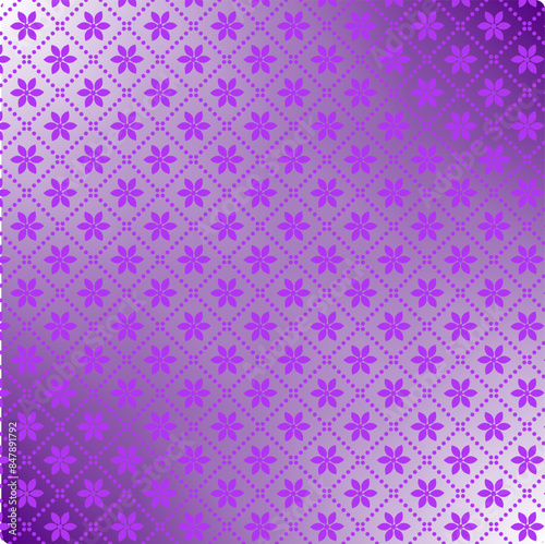 Purple background with a  flower pattern.