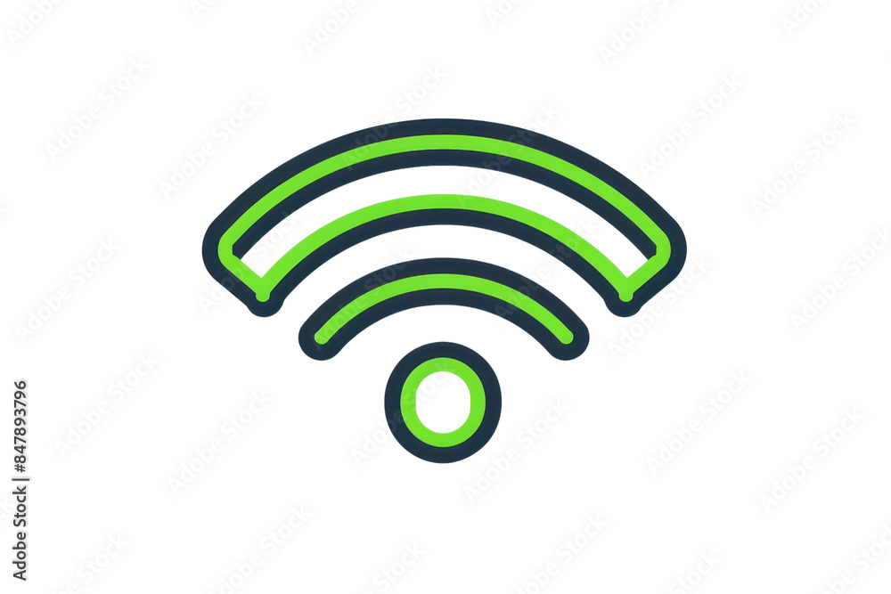 Modern, vibrant icon representing wireless internet connectivity with green and blue color scheme. Ideal for tech and communication themes. Modern, vibrant icon representing wireless internet connectivity with green and blue color scheme. Ideal for tech and communication themes.