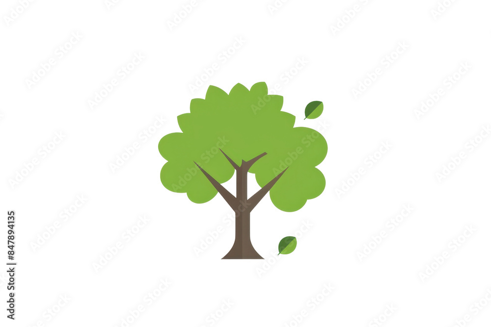 Simple illustration of a green tree with a brown trunk and branches, showcasing minimal leaf detail, on a transparent background. Simple illustration of a green tree with a brown trunk and branches, showcasing minimal leaf detail, on a transparent background.