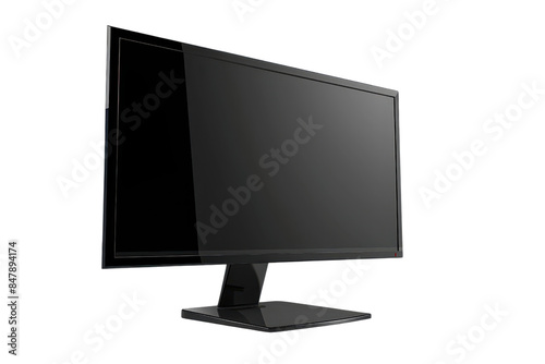 Sleek, modern black computer monitor with a flat screen design, perfect for office use, gaming, or multimedia experiences.