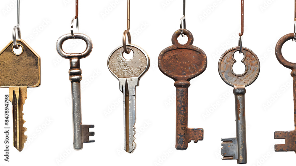 Some keys hanging isolated on transparent background Some keys hanging isolated on transparent background