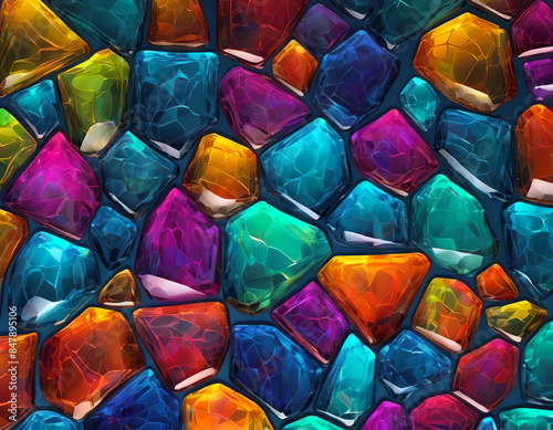 Abstract background of bright multi-colored glass stones