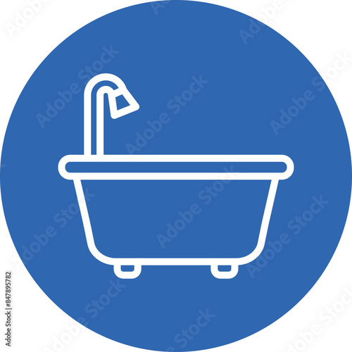 Bathtub line circle icon