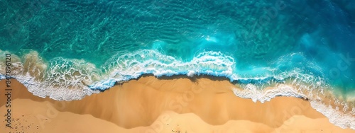 Azure sea view from above. selective focus. Generative AI,