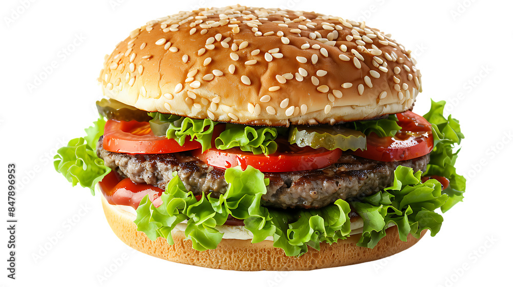 Tasty burger isolated on transparent background Tasty burger isolated on transparent background