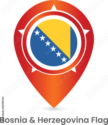 flat map marker icon with bosnia herzegovina flag isolated on white background Free Download flat map marker icon with bosnia herzegovina flag isolated on white background - GFXLoad