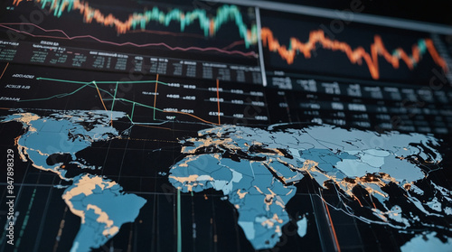 Analysis of financial trends in large-scale enterprises, examining profits, expenses, financial transactions, global digital transformation, and labor monetization. photo