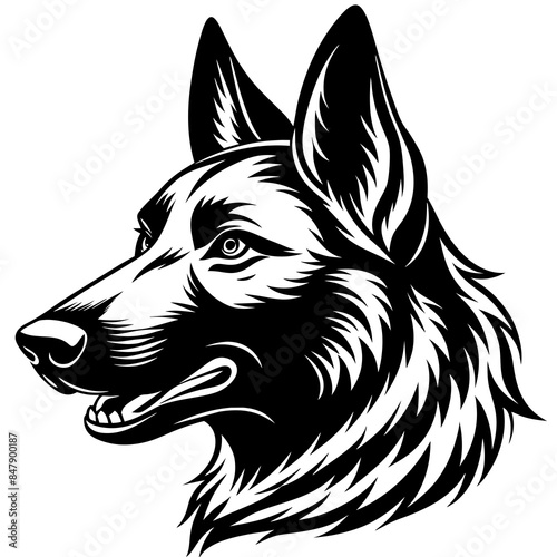 german shepherd head vector silhouette illustration