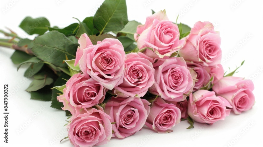 Pink Roses Bouquet on White Background Pink Roses Bouquet on White Background