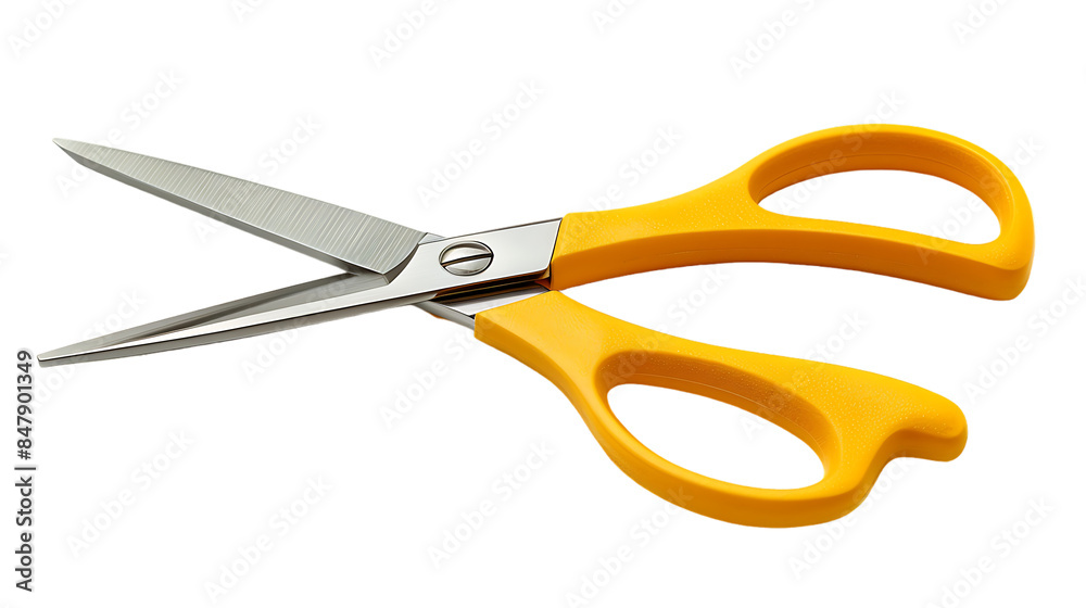 Yellow scissors isolated on transparent background Yellow scissors isolated on transparent background