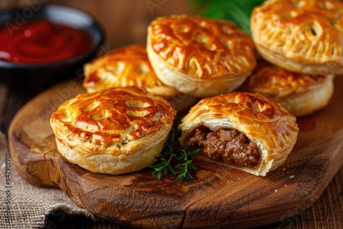 Meat Pies: Traditional Australian Mini Pies with Meat Filling and Shortbread Dough