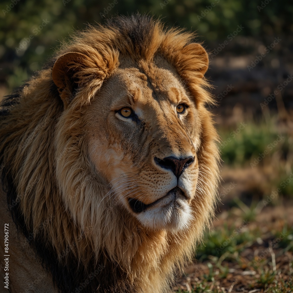 Fototapeta premium a lion stand in ground