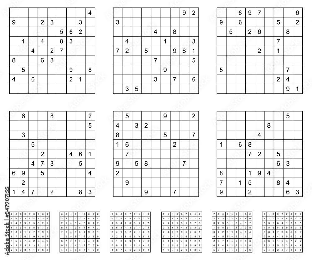 Sudoku game set with solutions. Sudoku game set with solutions.