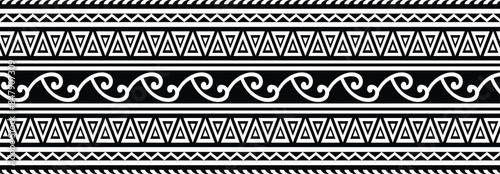 Polynesian pattern tribal tattoo border. Tribal tattoo geometric fore arm samoan band.Tattoo eps forearm samoan sleeve bracelet.Fabric seamless isolated hawaiian pattern on white background.