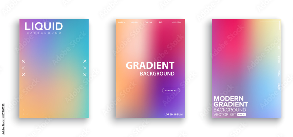 Set of vector gradient backgrounds with grainy texture. For covers, wallpapers, branding, business cards, social media and other projects. You can use the grainy texture for any of the backgrounds. Set of vector gradient backgrounds with grainy texture. For covers, wallpapers, branding, business cards, social media and other projects. You can use the grainy texture for any of the backgrounds.