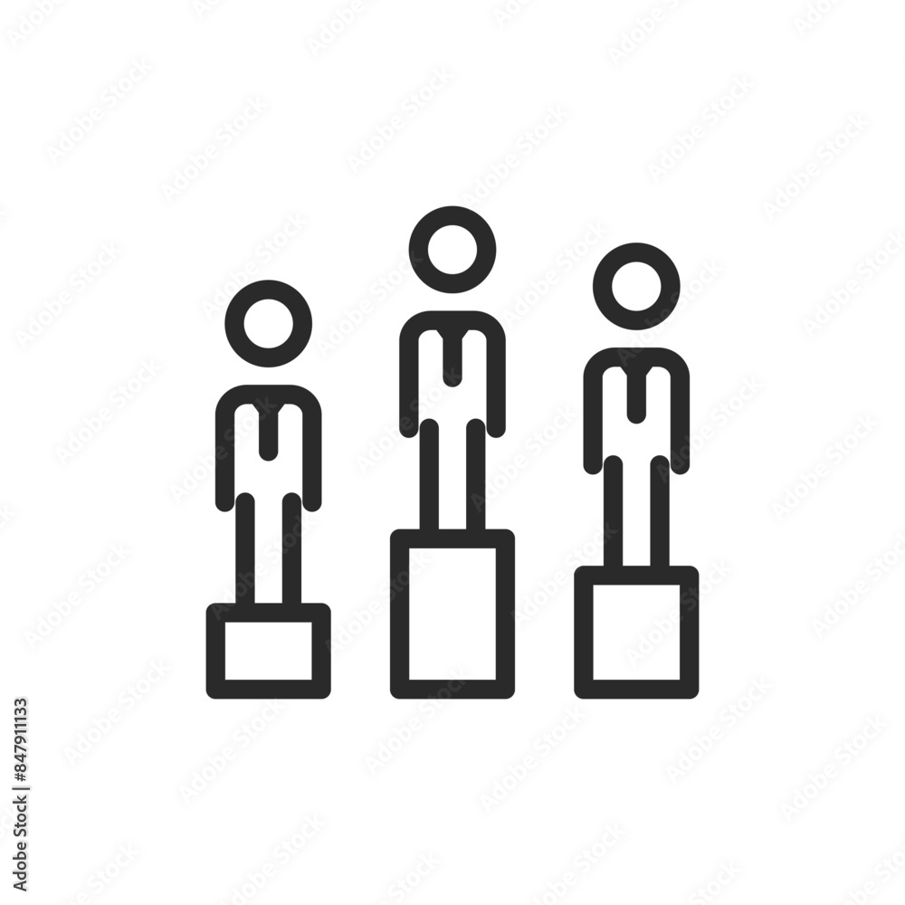 People in ties on pedestal, linear style icon. Employee ranking. Top candidates. Editable stroke width People in ties on pedestal, linear style icon. Employee ranking. Top candidates. Editable stroke width