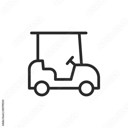 Golf cart, linear style icon. golfing transportation and sports vehicle. Editable stroke width