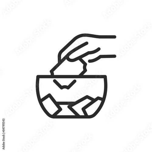 Placing raffle ticket, linear style icon. entering a raffle. Editable stroke width