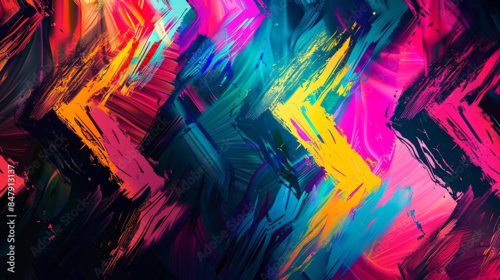 Fototapeta premium A high-contrast abstract background with sharp zigzag lines and bright colors.