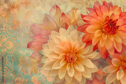 Retro Floral Dahlia Collage © Mari