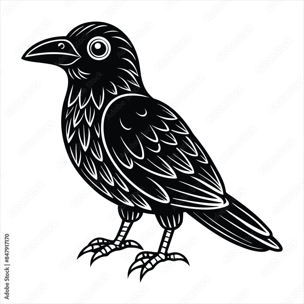 Obraz premium educational coloring pages for kids,crow coloring page animal drawings crow coloring pages ,vector . AI GENERATED