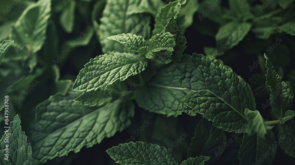 Close-up of a fresh mint bundle, detailed leaves with serrated edges, soft natural light, crisp and refreshing. Close-up of a fresh mint bundle, detailed leaves with serrated edges, soft natural light, crisp and refreshing.