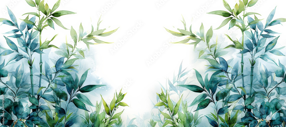 Gradient Blend Watercolor Painting of Bamboo Shoots Gradient Blend Watercolor Painting of Bamboo Shoots