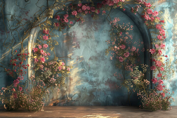 Maternity backdrop, wedding backdrop, photography background with delicate flowers
