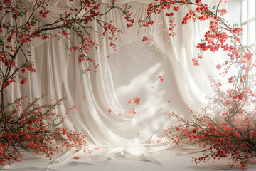 Maternity backdrop, wedding backdrop, photography background with delicate flowers