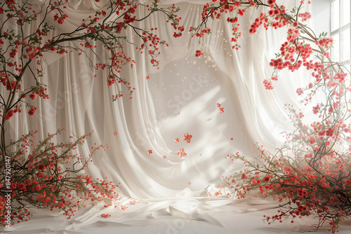 Maternity backdrop, wedding backdrop, photography background with delicate flowers