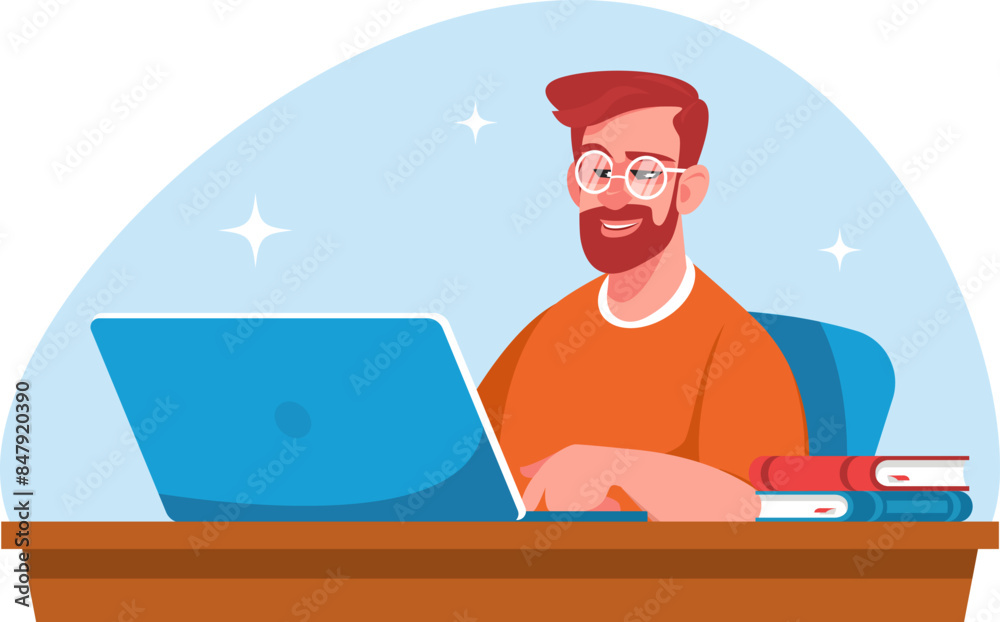 male freelancer working on a laptop male freelancer working on a laptop