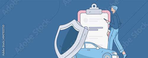 Buy insurance for car flat character vector concept operation illustration
