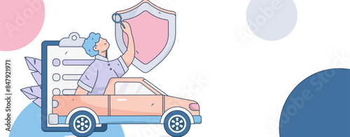 Buy insurance for car flat character vector concept operation illustration
