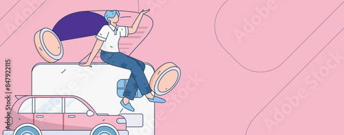 Buy insurance for car flat character vector concept operation illustration
