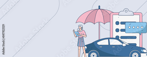 Buy insurance for car flat character vector concept operation illustration
