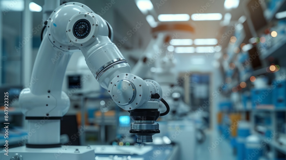 In a cutting-edge operating room, a robotic arm aids surgeons during precision surgical procedures, illustrating the seamless integration of AI technology. In a cutting-edge operating room, a robotic arm aids surgeons during precision surgical procedures, illustrating the seamless integration of AI technology.