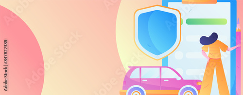 Buy insurance for car flat character vector concept operation illustration
