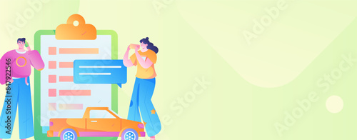 Buy insurance for car flat character vector concept operation illustration
