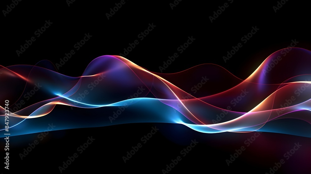 Obraz premium Mesmerizing Waves of Colorful Glowing Lights and Abstract Digital Flows