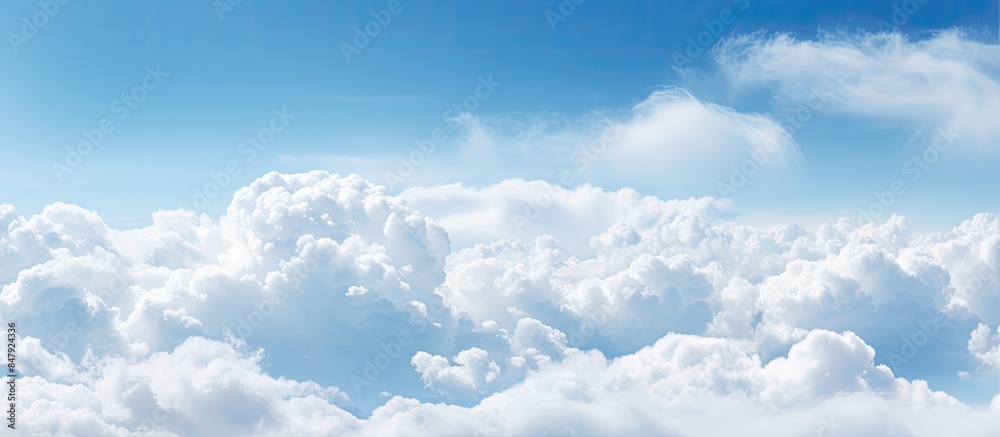 Blue sky background and white clouds soft focus and copy space horizontal shape Blue sky background and white clouds soft focus and copy space horizontal shape