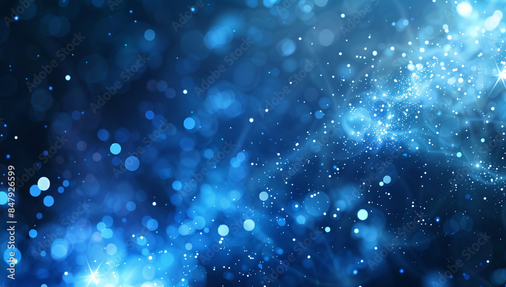 Fototapeta premium High-quality photo of blue particles with a sparkling bokeh effect, ideal for technology-themed designs.