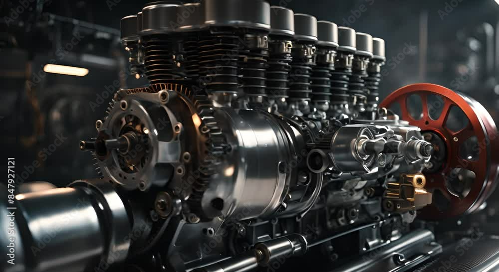 Modern Car engines with automotive technology and soft lighting Modern Car engines with automotive technology and soft lighting