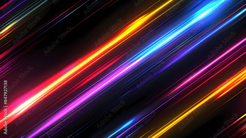 Neon futuristic flashes on black background. Motion light lines backdrop. For banner, postcard, illustration Neon futuristic flashes on black background. Motion light lines backdrop. For banner, postcard, illustration