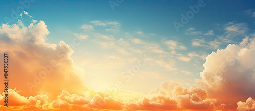 Sunset sky background with tiny clouds sunrise or sunset sky background. Creative banner. Copyspace image #847930337