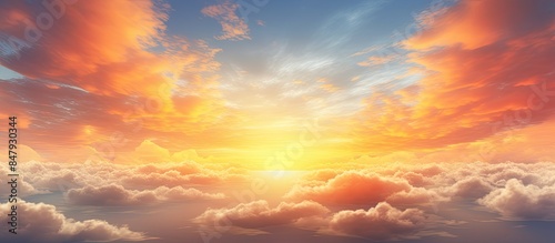 beautiful clouds in the sky at sunset background. Creative banner. Copyspace image